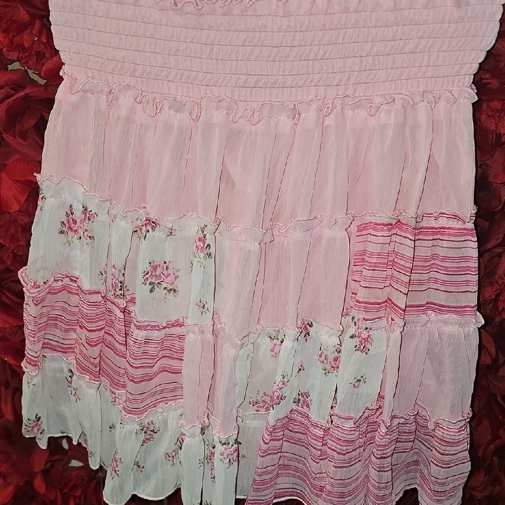 Children's Place Like NEW Floral Pink Ruffle Skirt Size 6X/7